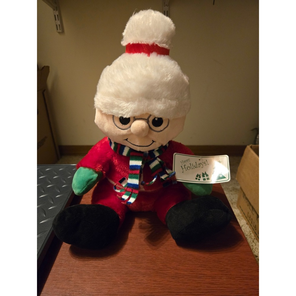Mr Magoo Christmas Plush Toy Holiday Stuffed Figure Red Suit Scarf NWT